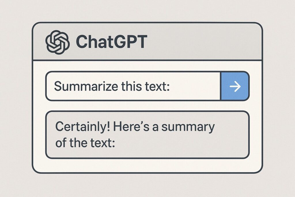 PDF資料を時短で要約する方法 ChatGPTで要約プロンプトを入力している画面のイラスト