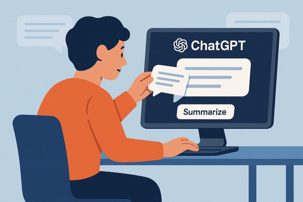 議事録の自動作成にChatGPTを活用 議事録の元データをChatGPTに貼り付けている様子のイラスト