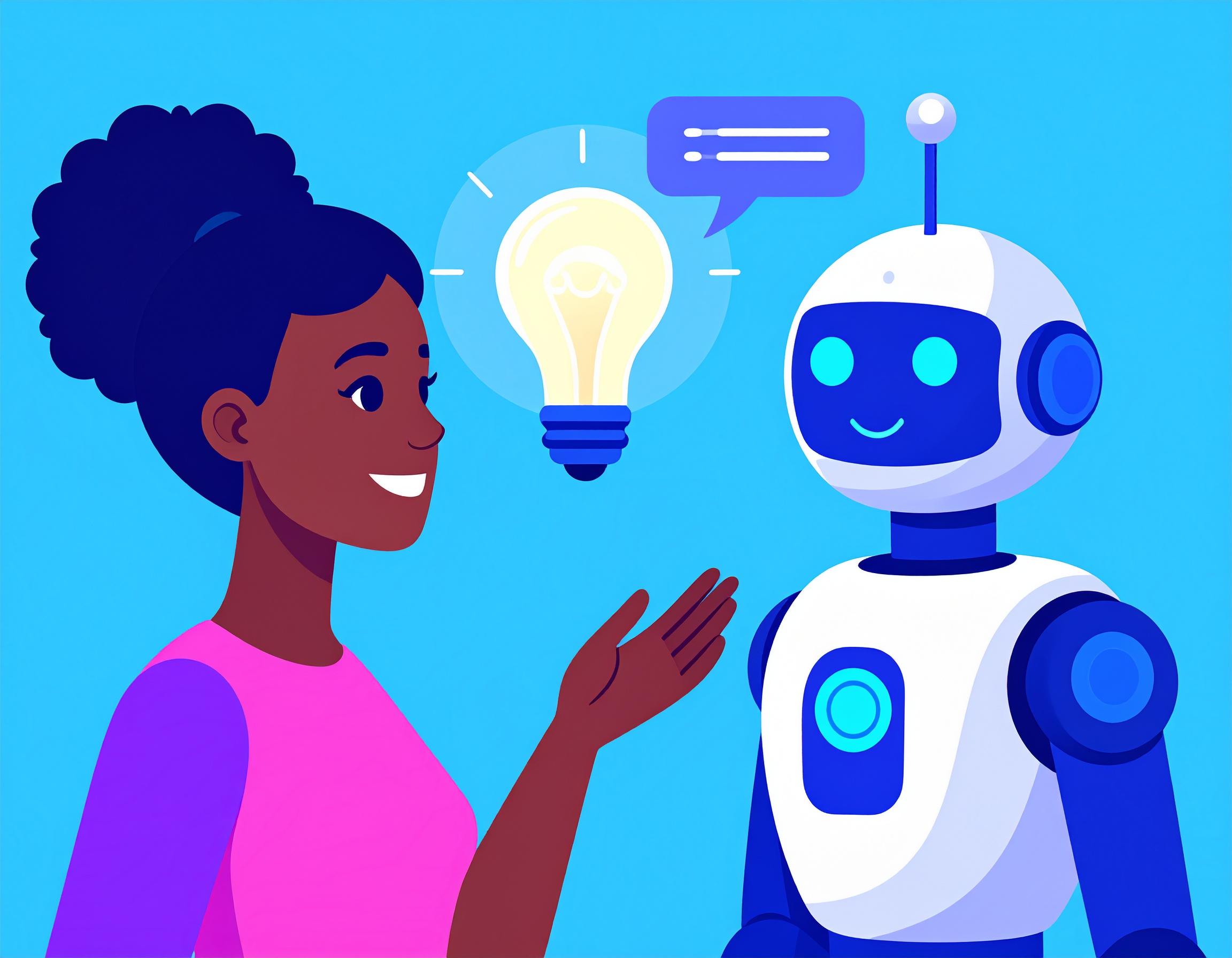 ChatGPTでひらめきを得る アイデアがひらめく瞬間のイラスト