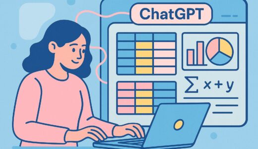 ChatGPTがスプレッドシートを生成している様子のイラスト