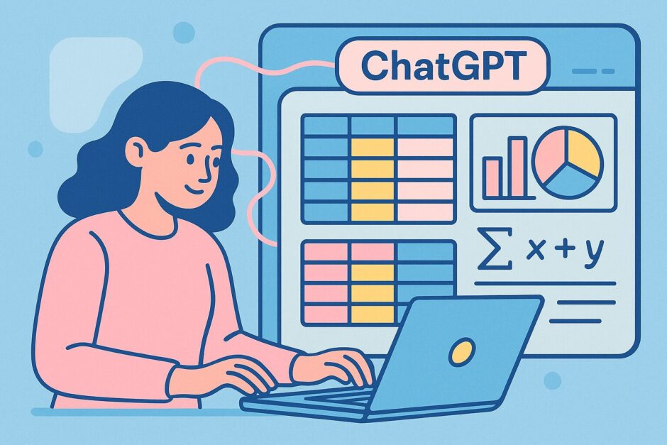 ChatGPTがスプレッドシートを生成している様子のイラスト
