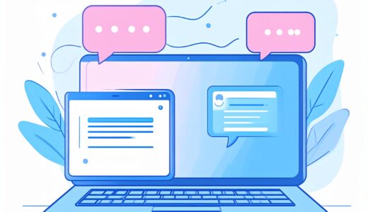 パソコンとスマートフォンを通じてSNS投稿を効率化するChatGPTのイラスト